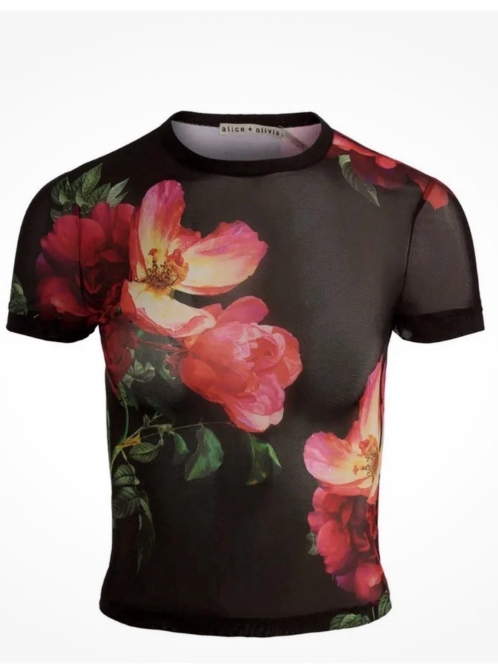 NWT~ ALICE + OLIVIA Tess Floral Crewneck T-Shirt size S